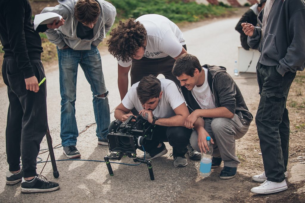 GTA Films crew setting up a camera on location