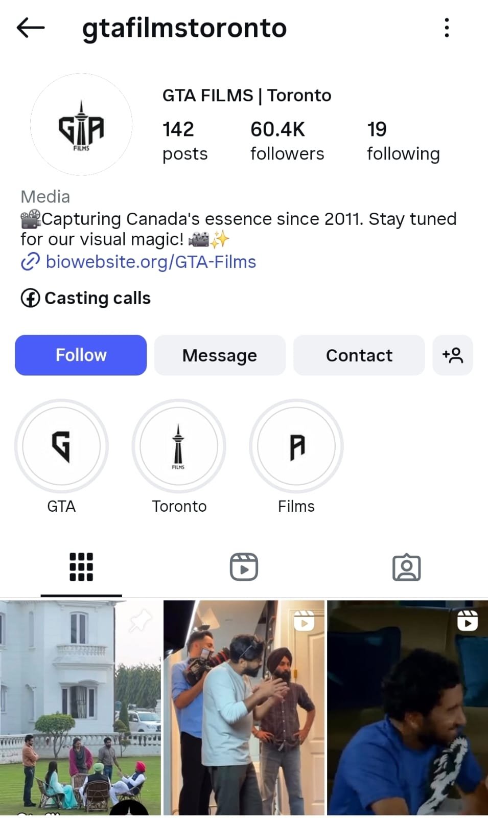 GTA Films Instagram Preview